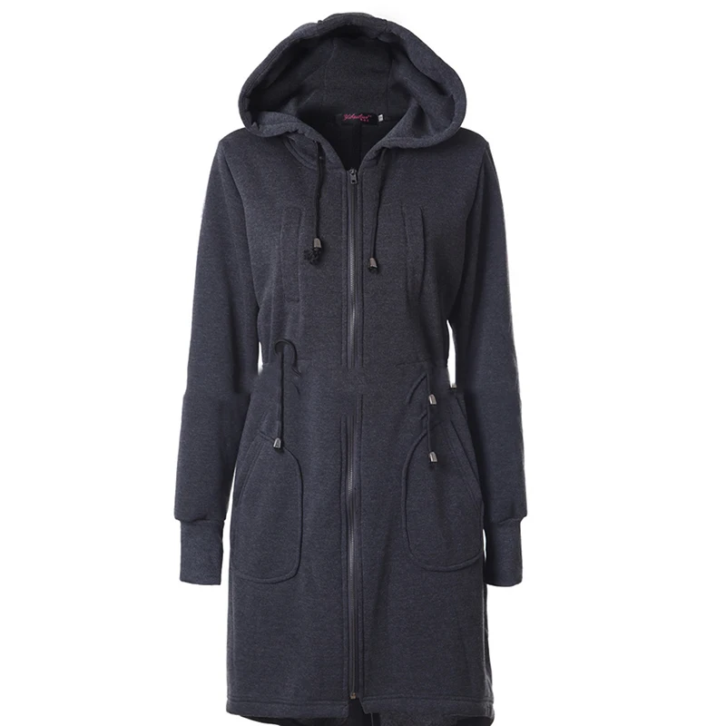 Теплое длинное пальто с меховым воротником куртка капюшоном для женщин тонкая на