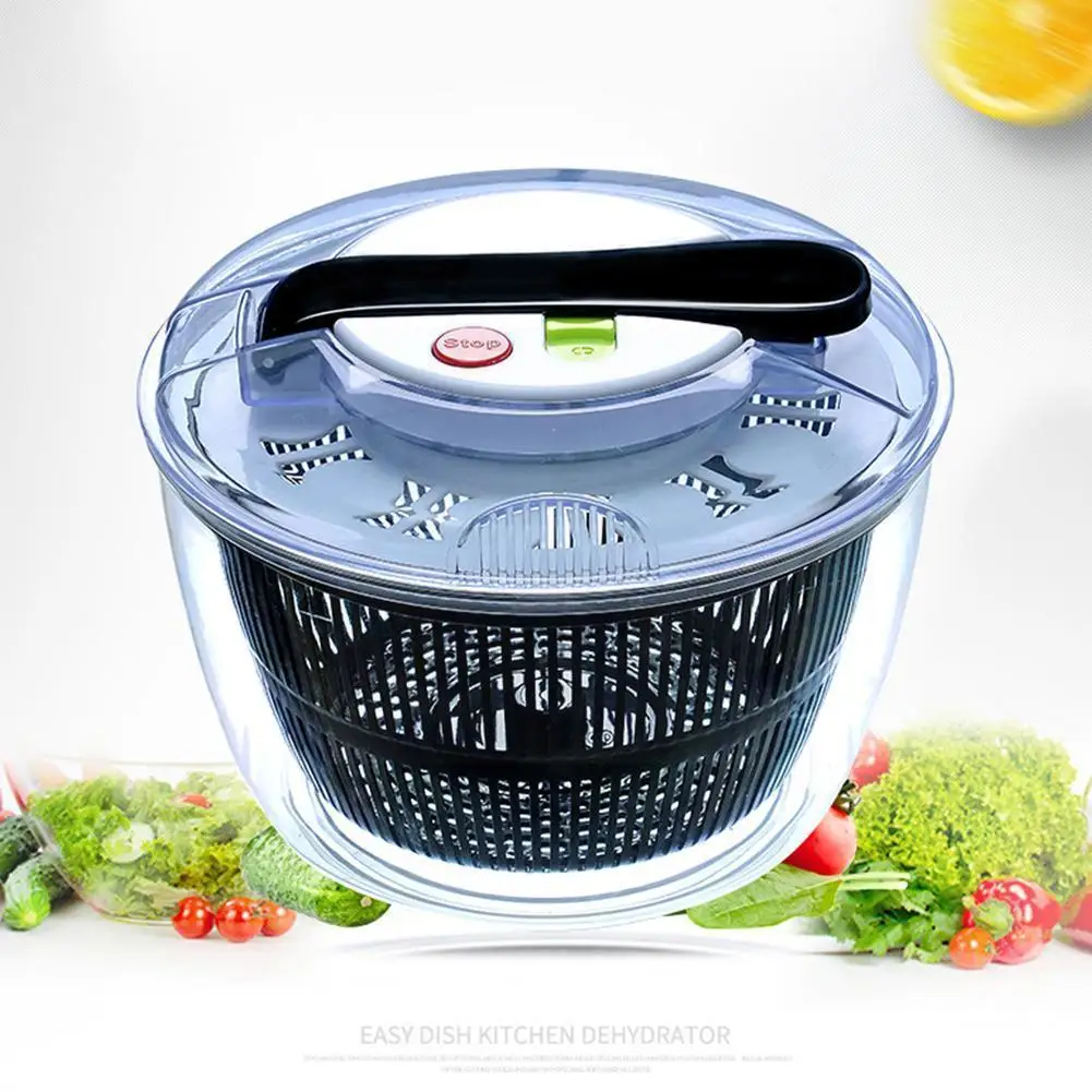 

1pc Large Capacity Vegetable Dehydrator Press Type Bowl Gadge Bowl Safe Fruit Spinner Basket Salad Kitchen Transparent Drai A4t5