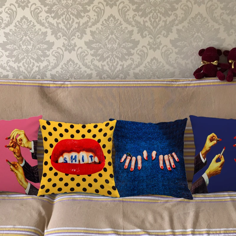 Креативный чехол для диванной подушки в итальянском стиле с красными губами