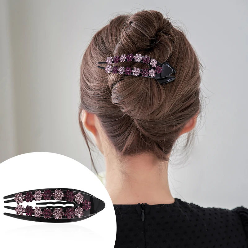 

CHIMERA Large Crystal Flower Hair Clips Clamp Elegant Korean Bling Rhinestone Hairpins Acrylic Plastic Hairgrip Barrette Jewelry