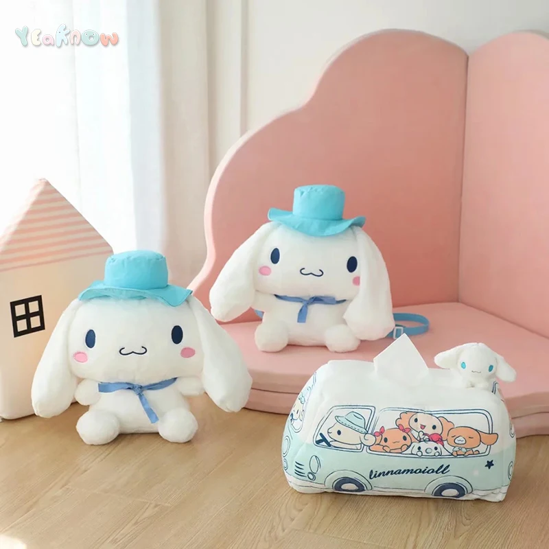 

Lovely Cartoon Tissue Cover Kawaii White Dog Soft Toy Huggable Plush Backpack New Year Gift For Girl Boy