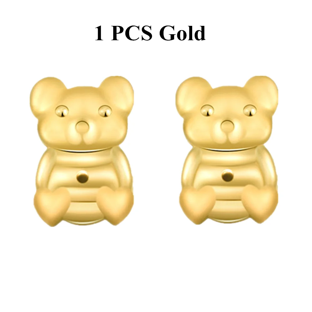1 Gold Милые серьги-гвоздики Romad Magic Bear с задней опорой, закрывающие серьги с задней гайкой, подъемные серьги золотого/серебряного/розового цвета - Окраска металла: 1 Gold