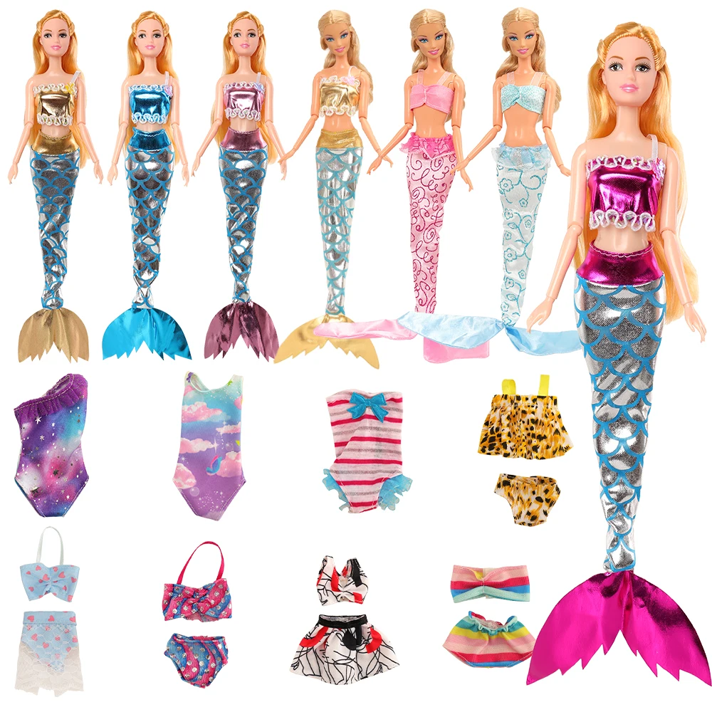 

Fashion Handmade 16 Items/Set Kids Toys = Doll Accessory 4 Mermaid Dresses Random 4 Swimsuits+ 8 Shoes For Barbie Dressing Game