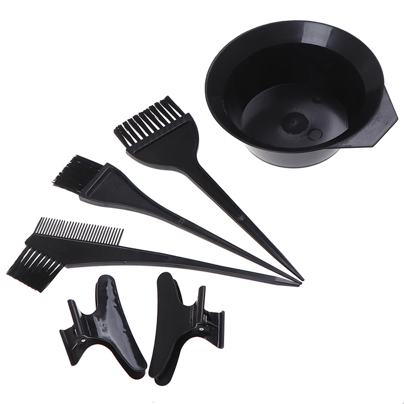

1 Set=6 Pcs Hair Color Dye Bowl Comb Brushes Clip Tool Kit Set Tint Coloring Salon Hairdressing Styling Tool