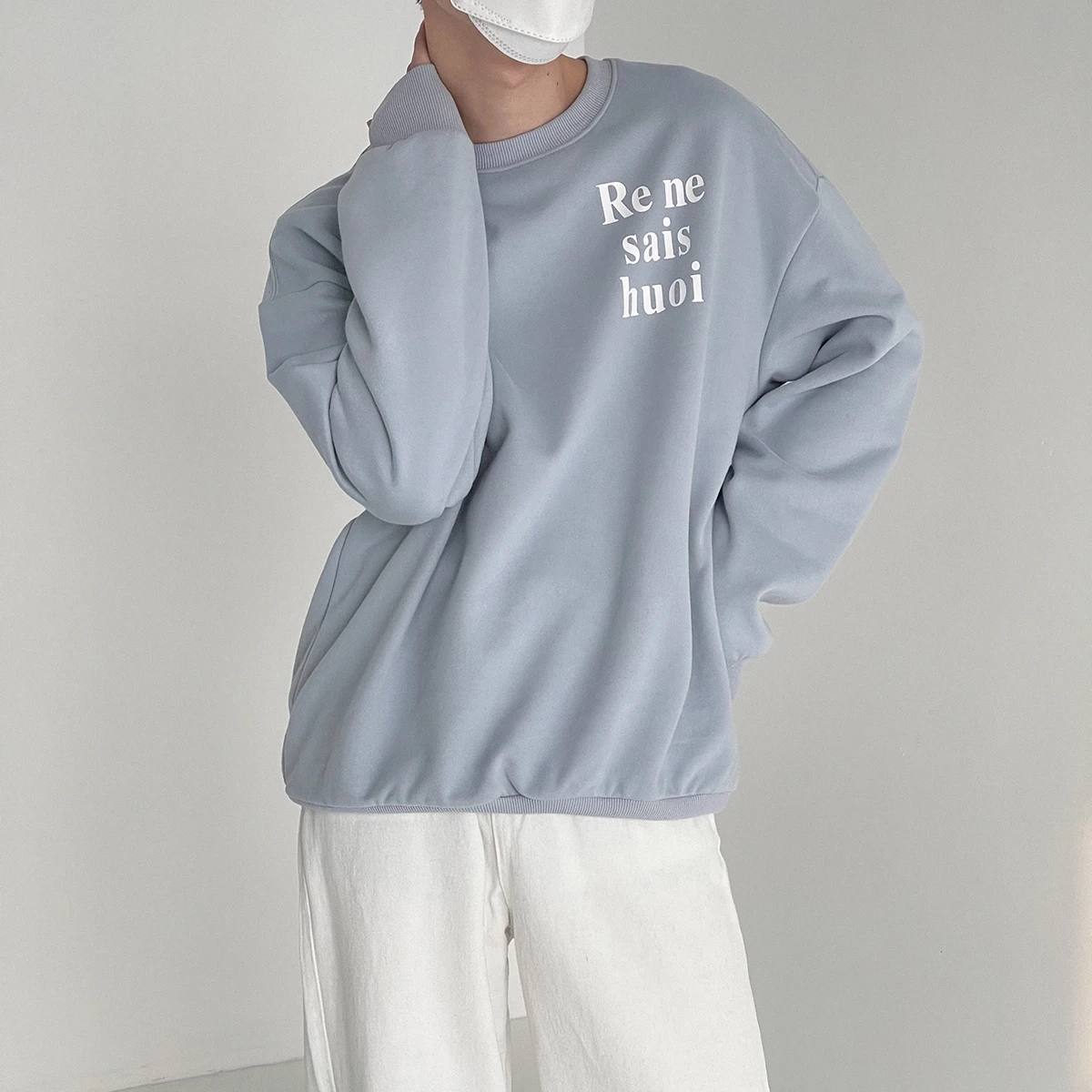 

Мужской пуловер с длинным рукавом и круглым вырезом, в Корейском стиле