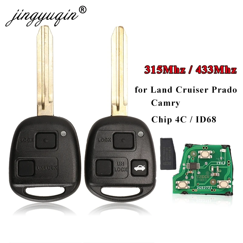 Jingyuqin дистанционный Автомобильный ключ с чипом 4D67/4D68/4C для Toyota Camry Land Cruser 120 Prado 2/3