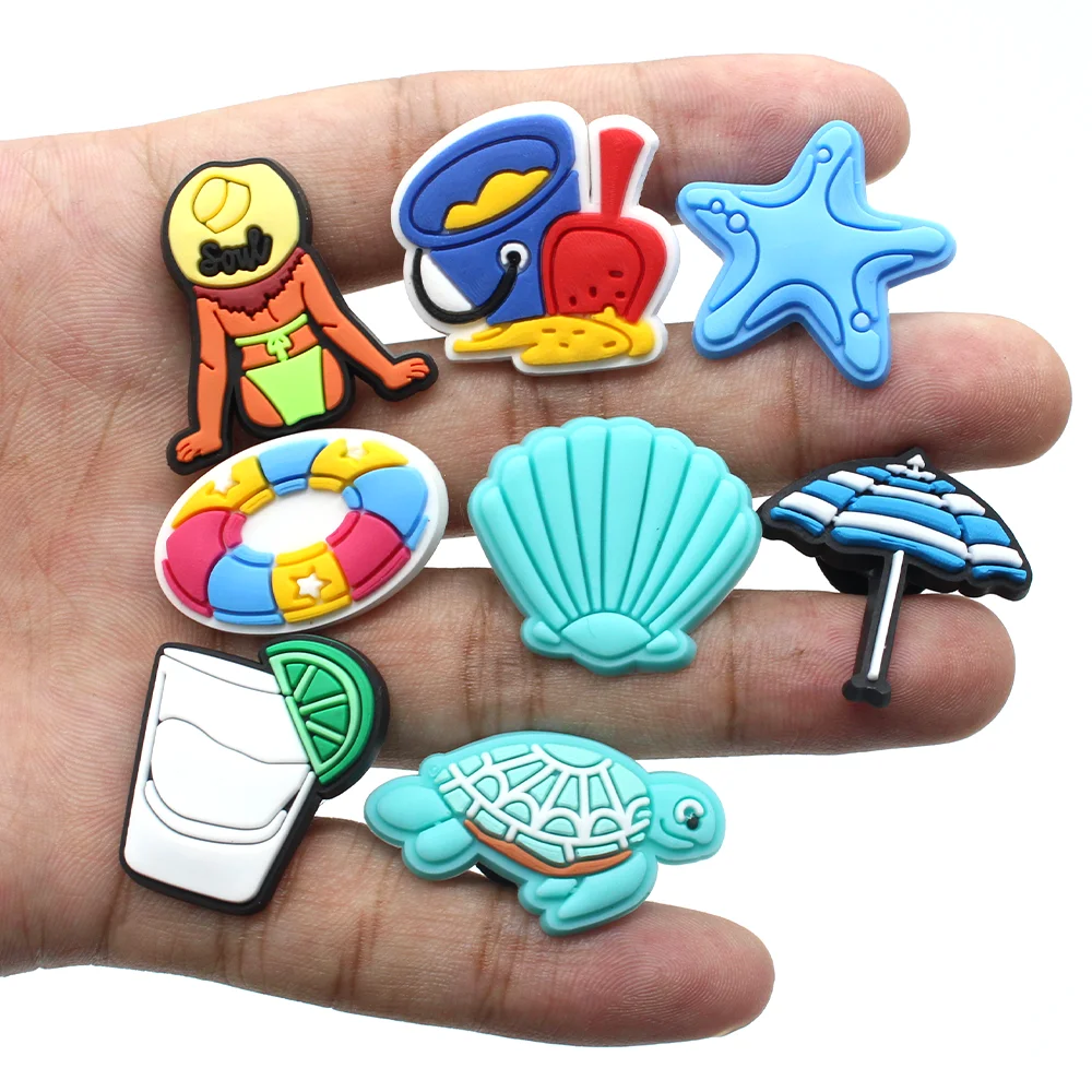 1pcs Beach style PVC Shoe Charms DIY Turtles/shells/cup Aceessories Fit croc Clogs Decorations Kids X-mas Gifts jibz | Обувь