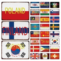 popular country national flag metal vintage plaque poland mexico japan tin sign plate metal wall art poster for home club pub