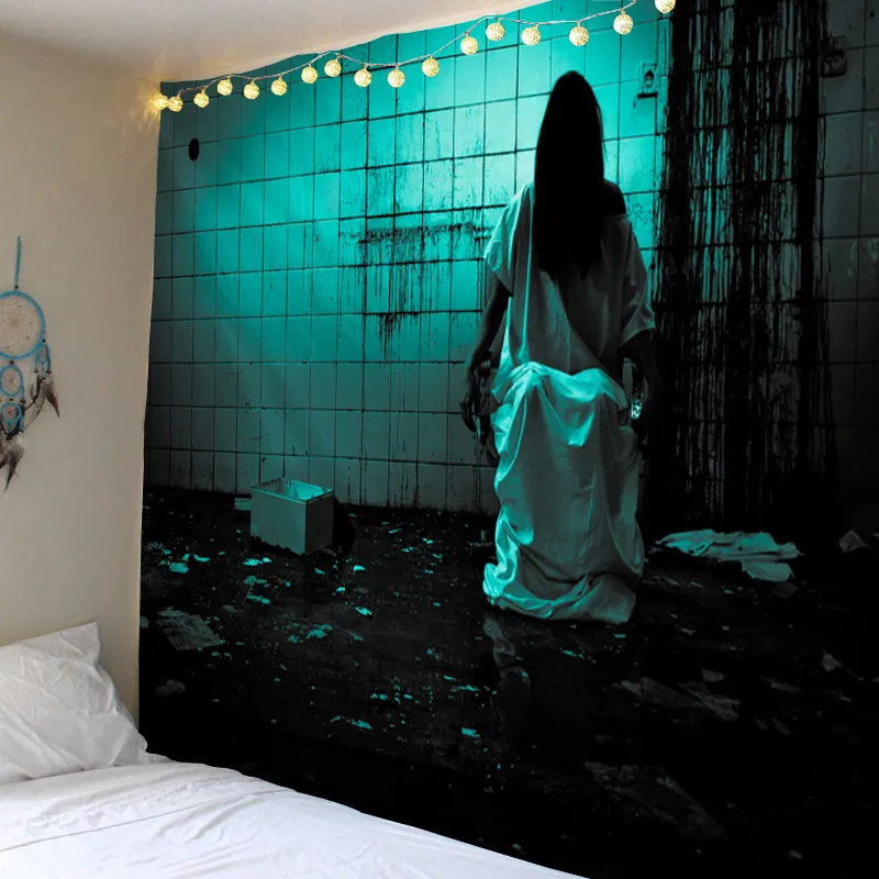 

Halloween Tapestry Skeleton Skull Print Tapestry Polyester Wall Cloth Thin Blanket for Home Bedroom Office Wall Hanging Decor