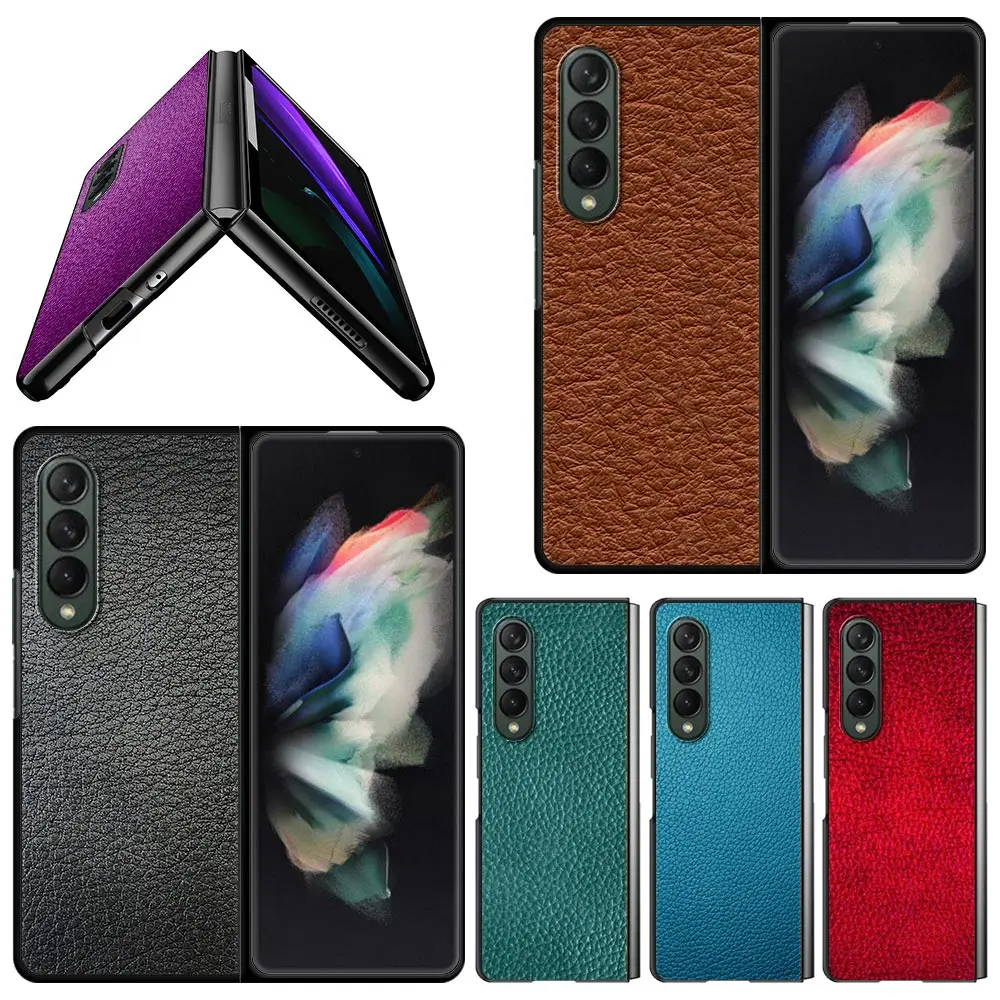 

Phone Case for Samsung Galaxy Z Fold3 5G Case Hard Plastic Slim Phone Case For Galaxy Z Fold3 Cover Plain Leather Pattern
