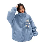 Пальто из овечьей шерсти и медведя; Женская зимняя утепленная куртка из плюша в Корейском стиле; Свободная короткая хлопковая одежда; Модное зимнее пальто Wn *