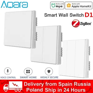 Умный настенный выключатель Aqara ZigBee, Беспроводной Выключатель с нулевой линией, подсветильник ение FireWire, без нейтрального провода, работает с приложением Mi Home