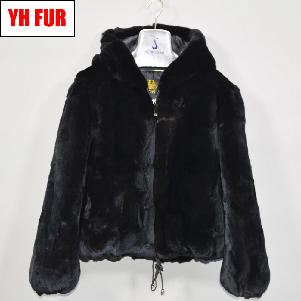 2020 новые женские зимние теплые мягкие Настоящий мех кролика пальто с капюшоном