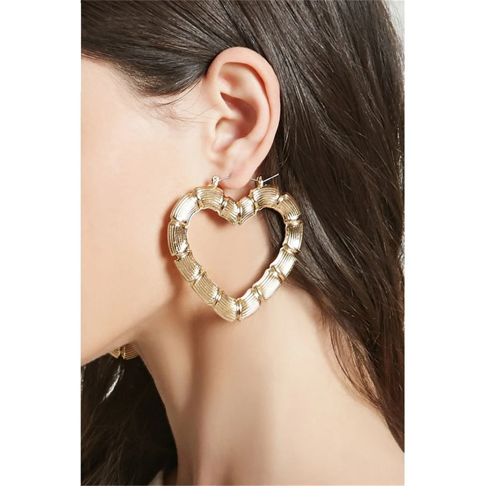 Бамбук Серьги кольца для женщин женские массивные круглые хип хоп сердце большие