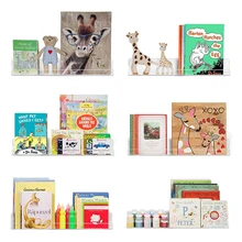 ANON Acrylic Wall Shelf Kids Bookshelf 15 Inch, 3 Pack Floating Wall Ledge BookShelf for Kids, Kids Book Display Wall Shelves