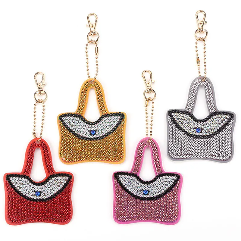 4pcs Handbag 5 шт./компл. DIY полный дрель алмазов картина брелок крестик Love Heart с вышивкой крестиком, кольцо для ключей Подарочная Алмазная мозаика ремесло - Цвет: 4pcs Handbag