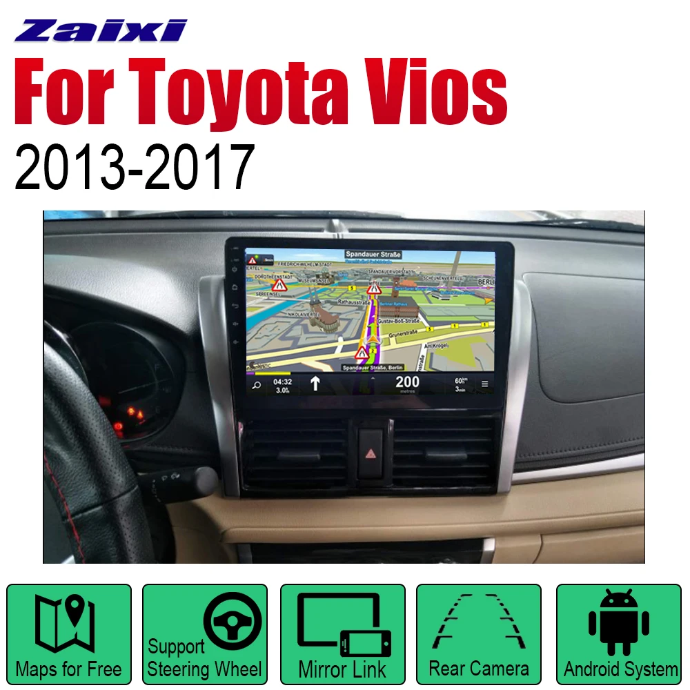 Автомагнитола ZaiXi Android 2 Din для Toyota Vios 2013 ~ 2017 автомобильный мультимедийный плеер