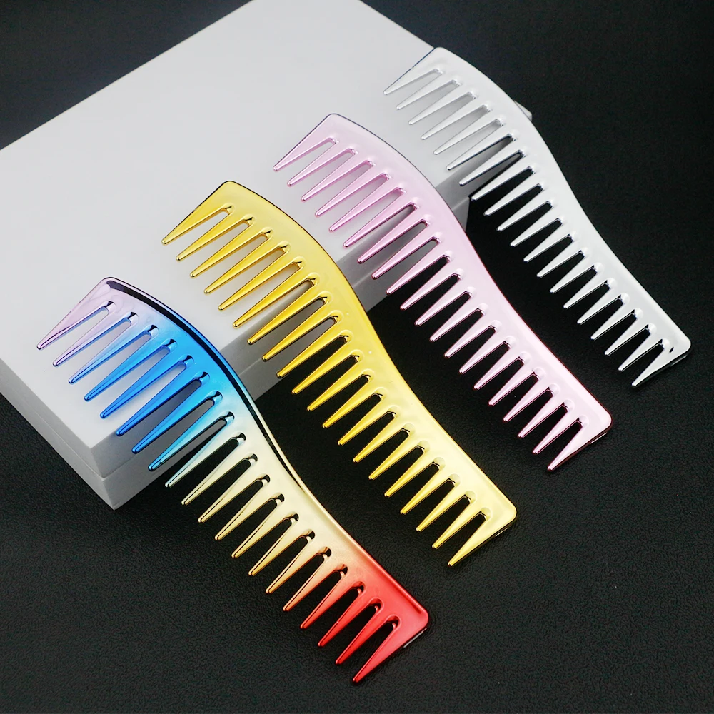 Plating Gold S-shape Curved Large Wide Tooth Styling Comb Curly Hair Oil Head Barber Salon Hairdressing For Men | Красота и здоровье
