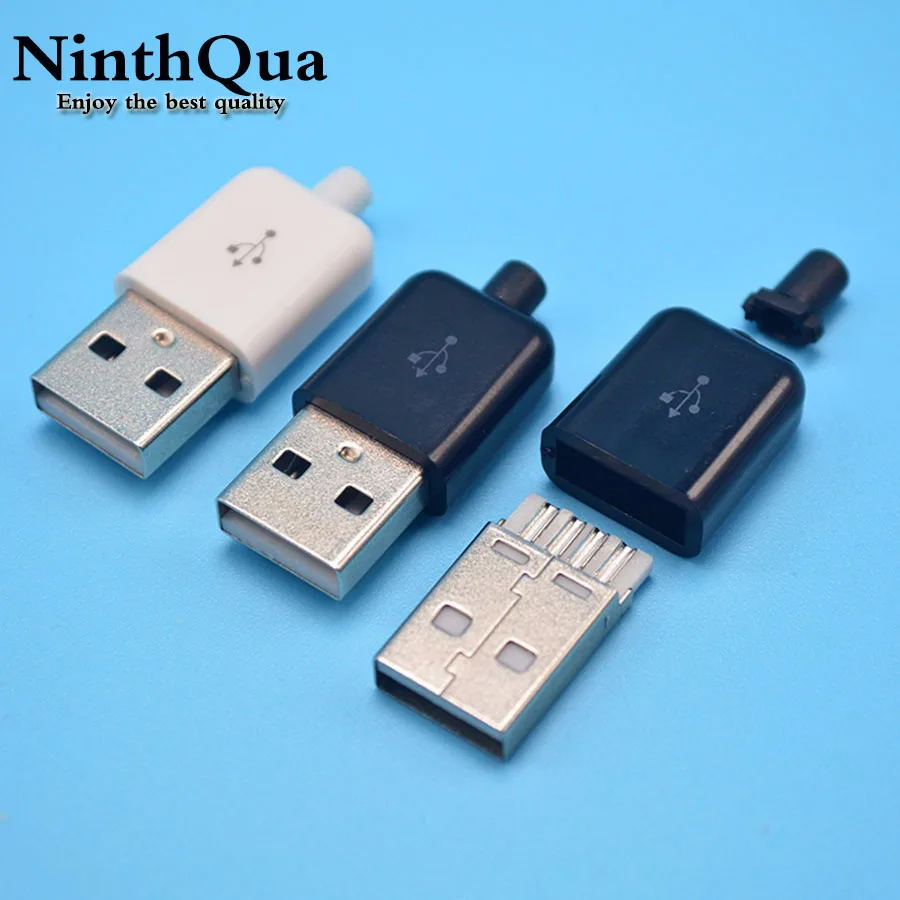 10 шт. Diy USB Разъем 2 0 вилка стандарта США 4 Pin Тип в Компоненты белого и черного цвета