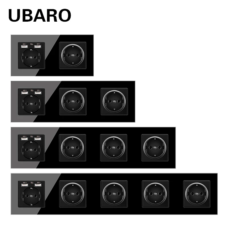UBARO немецкий стандарт Кристалл Закаленное стекло Tomada Usb Priz розетка Enchufe сравнению