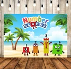 Фон для фотосъемки детский первый день рождения пальмовый лист мультфильм ТВ Фото фон морской волны виниловая фотобудка реквизит