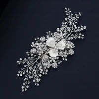 korean style heavy industry woven bridal headdress mori fairy beautiful pearl hairpin rice beads crystal hair clips