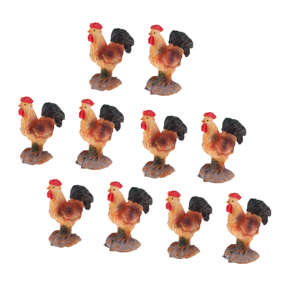 10 шт./компл. миниатюрные фигурки цыпленка Смола петух животное мини Сказочный Сад