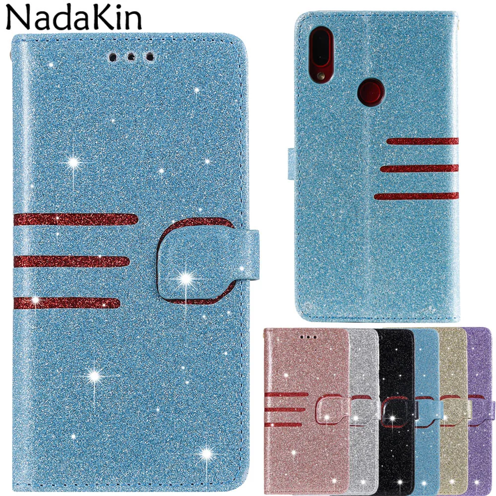 Роскошный блестящий чехол-книжка для Xiaomi Redmi Note 7 mi 8 Lite, чехол для телефона с отделениями для карт, Landyard