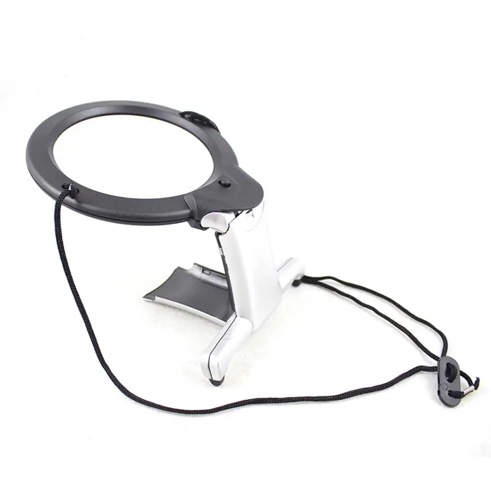 

Neck Hanging/Desktop Loupe 2 LED Hands Free Lighted Reading Magnifier Sewing Cross Stitch Repairing Magnifying Glass