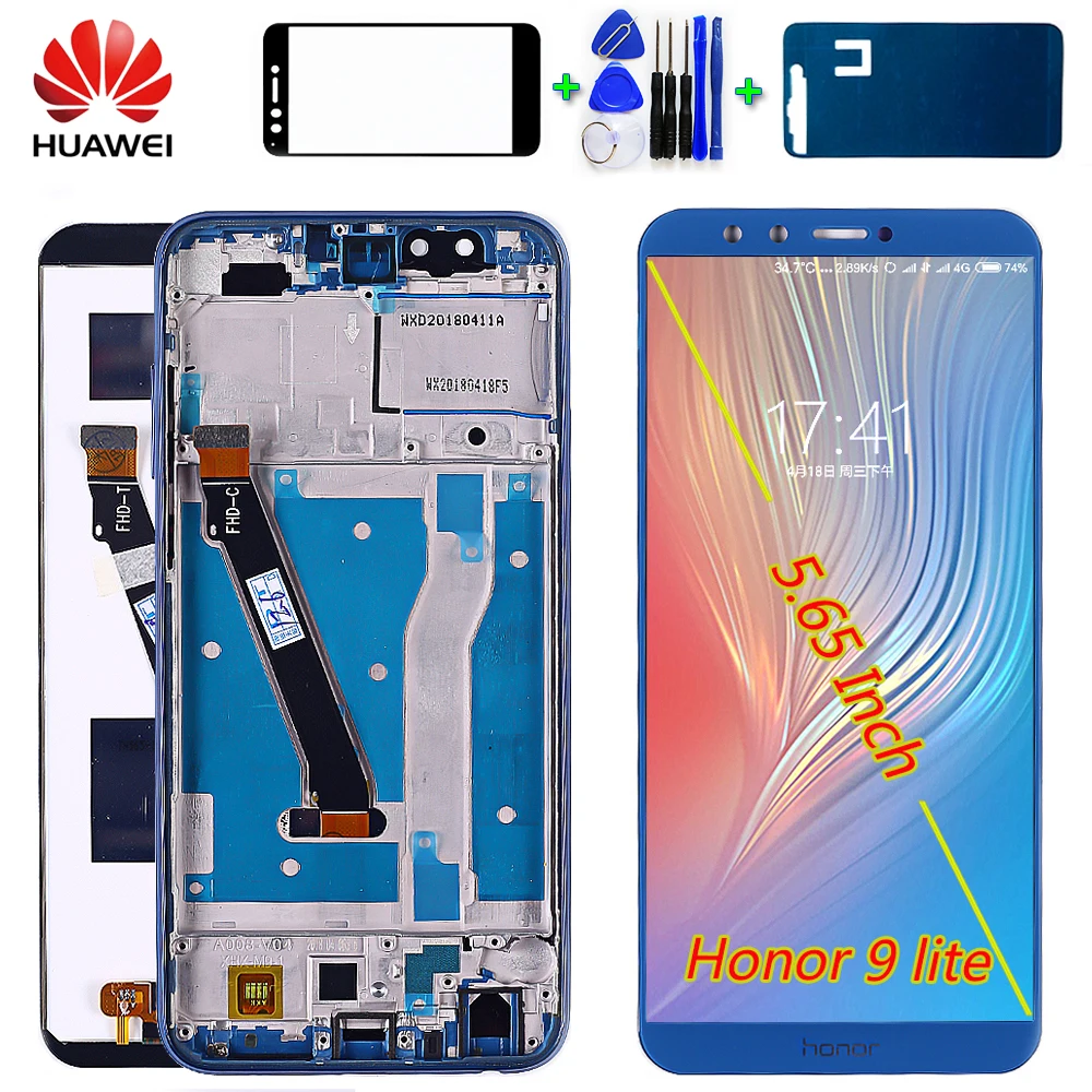 Huawei Honor 9 lite 5,65 дюймовый ЖК-дисплей huawei Honor 9 Youth Edtion кодирующий преобразователь сенсорного экрана в сборе рамка с бесплатными инструментами