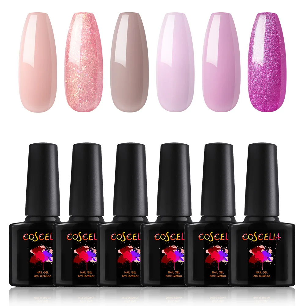 6PCS COSCELIA 10 гель-лаков по Лаки Набор для нейл-арта, Vernis перманентность УФ Гель-лак 40 цветов Гель-лак для ногтей все для маникюра - Цвет: 6PCS