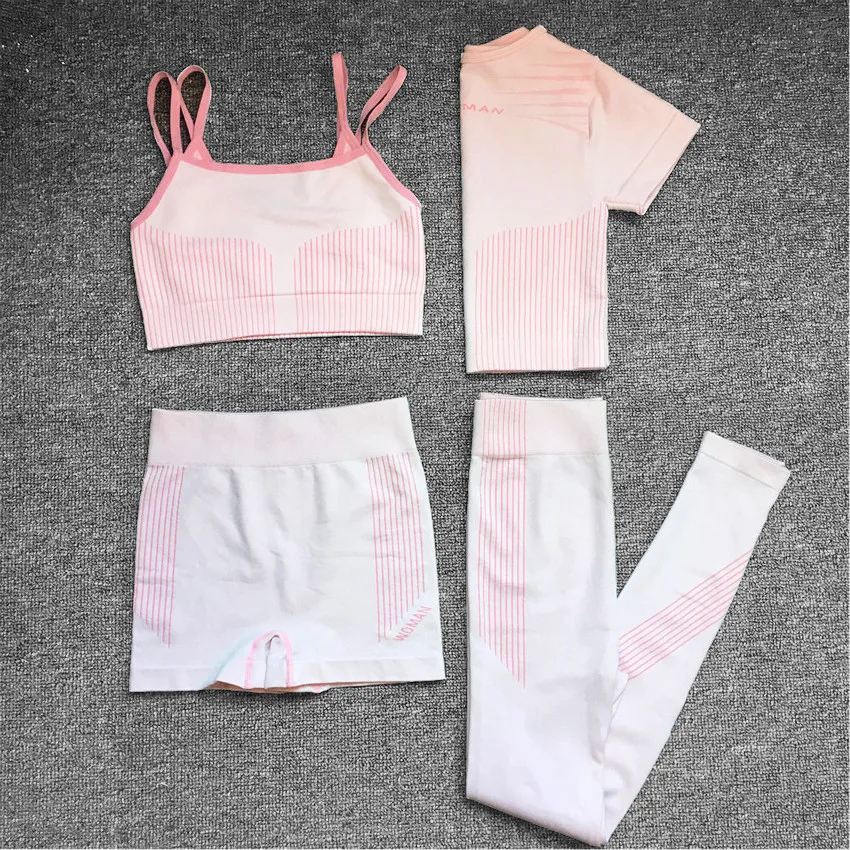 

Seamless Yoga Set Women Femal Rid Gray Two 2pcs Piece Crop top Bra Legging Sportwear Workout Outfit Fitness Gym Suit Sport Sets