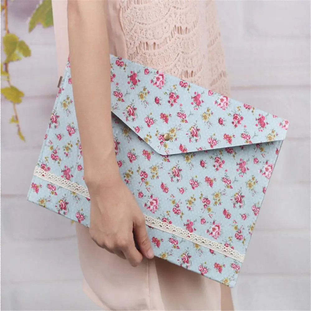 

Винтажная Цветочная Сумка для документов, хлопковая тканевая сумка для документов с застежкой на пуговицы, вместительный портфель для доку...