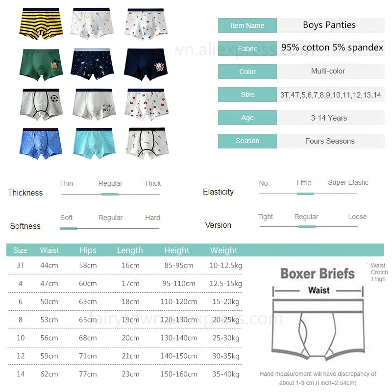 

4Pcs/lots Boys Boxer Panties Striped Football Navy Teen Panties Kids Cotton Shorts Clothes for 3 4 6 8 10 12 14 Years Underwear