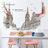 creative european building wall stickers bedroom home decor living room sofa background wall decoration self adhesive sticker