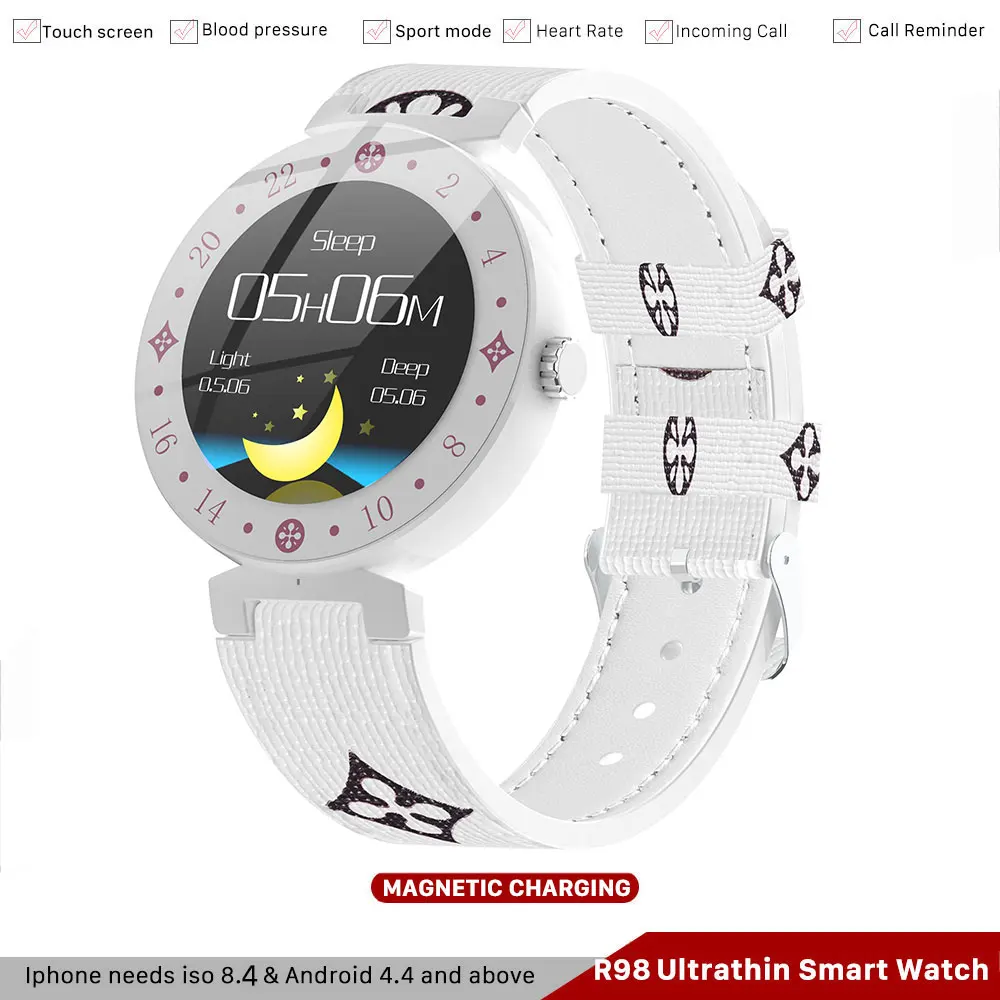 R98 Смарт-часы Bluetooth ультратонкие белые женские браслет трекер пульсометр