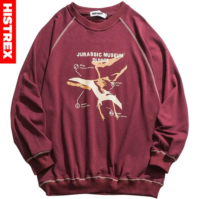 Толстовка в стиле хип хоп пуловер с принтом птерозавра Мужская Уличная одежда