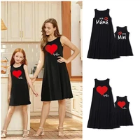 mother and daughter sleeveless dresses summer baby girl dress love letter same mom and daughter fashion family matching outfits