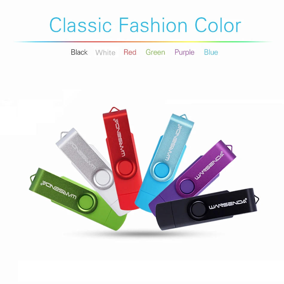 

WANSENDA OTG USB Flash Drive Metal Pen Drive 256GB 128GB 64GB 32GB 16GB Cle USB Stick 2.0 Pendrive for Android /Tablet /PC