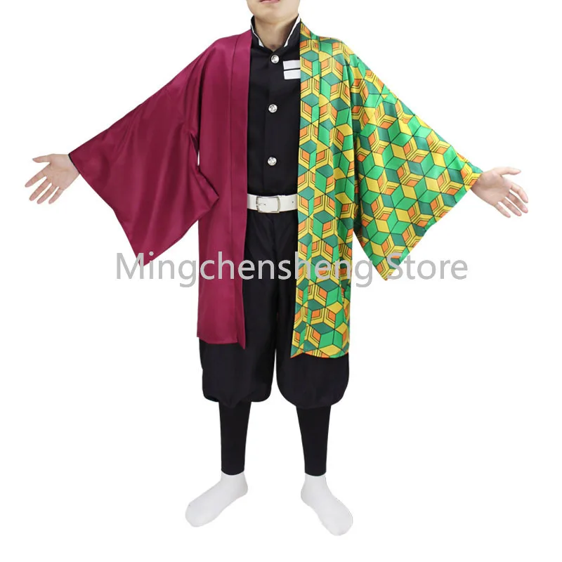Костюм для косплея клинок из демонов шифоновая накидка Tanjirou Kamado полный комплект