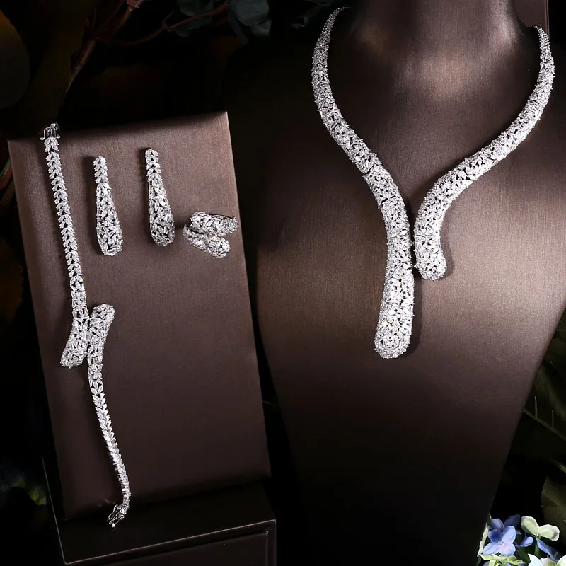 Jankelly Нигерия 4 шт. Свадебные Ювелирные наборы из циркония для вечерние роскошные