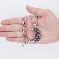 hip hop long chain pendants metal key moon pendant necklace for women men jewelry gifts punk fashion party accessories