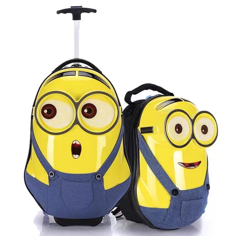 3 шт. набор детских чемоданов на колесиках с 3d-рисунком дорожная сумка милый