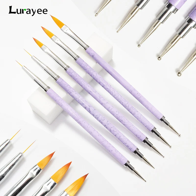 

5pcs Nail Art Brushes Set Nail French Stripe Liner Dotting Pen UV Gel Acrylic Flower Drawing Brush Nail Manicure Painting Tools