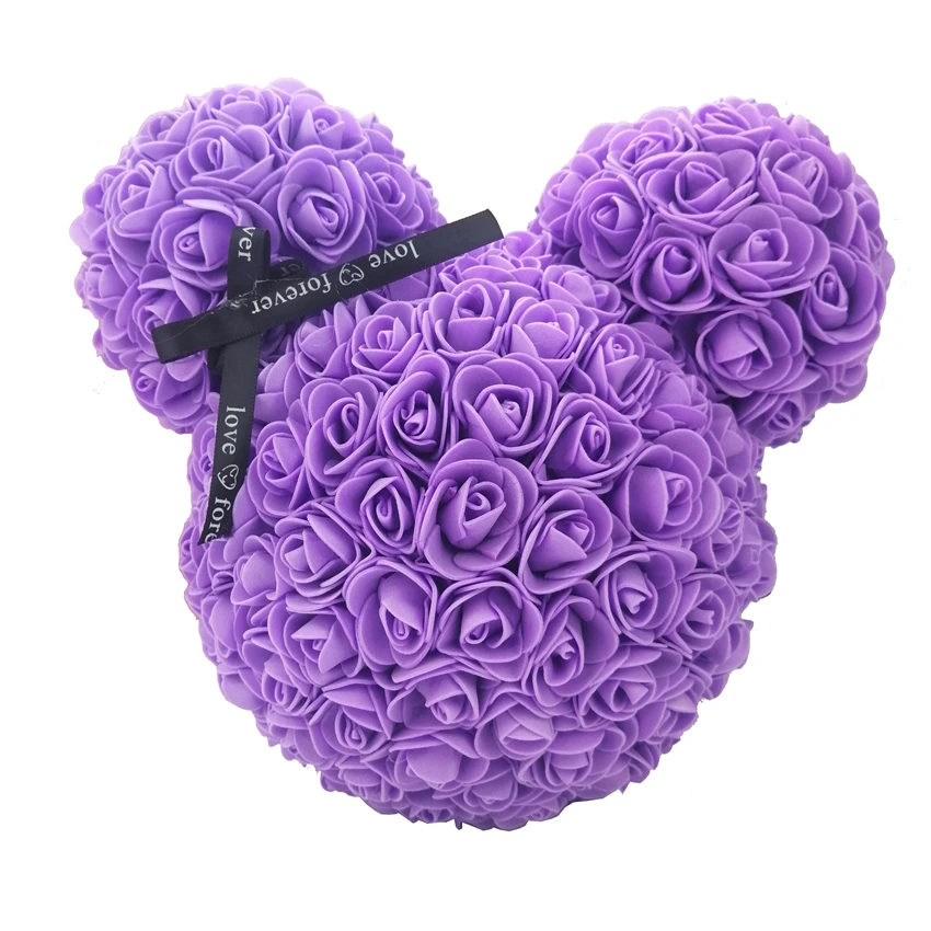 purple 8 цветов 20 см искусственные цветы Роза Микки День Святого Валентина подарок подруге юбилей подарок на день рождения романтические украшения - Цвет: purple