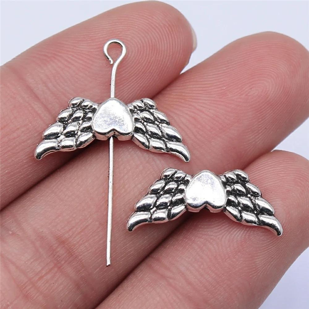 

10 шт. 21x9 мм Античные с серебристым покрытием крылья сердце бусины с небольшим отверстием для самостоятельного изготовления ювелирных издел...
