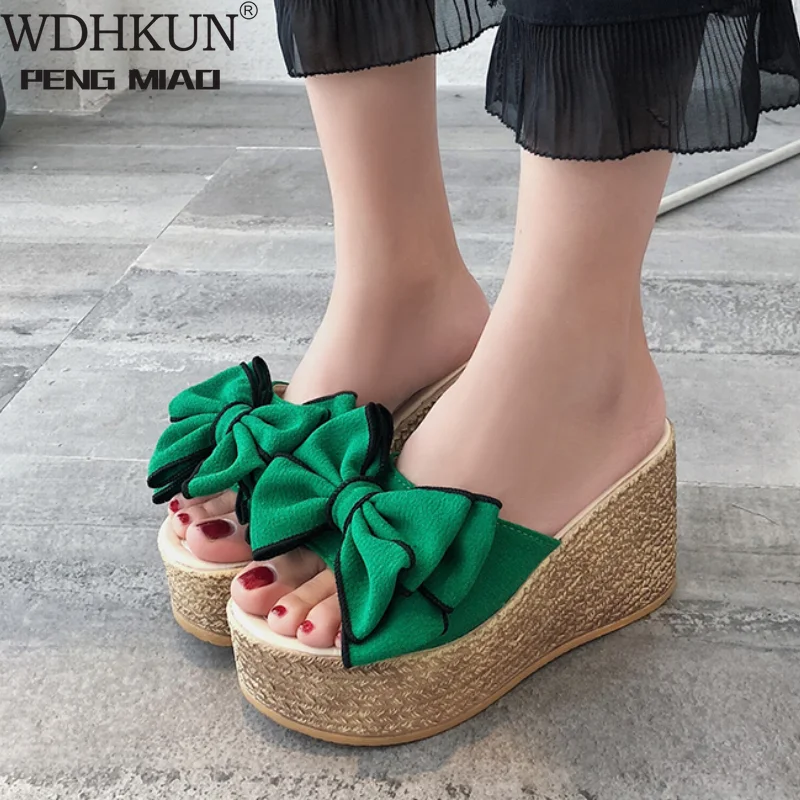 

Женские шлепанцы, танкетка, s-образные, летняя обувь с аппликацией