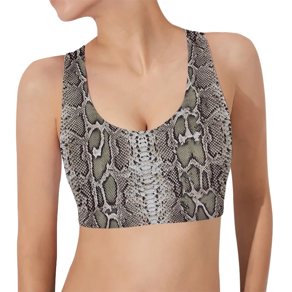 

Топ женский спортивный без рукавов, со змеиной кожей, 3D принтом