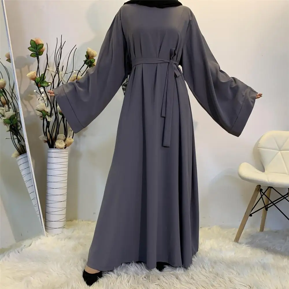 

Women Muslim Maxi Abaya Dress Loose Nidha Long Sleeves Solid Color Dubai Turkey Islam Clothes Caftan Robe Modest Gown Elegance