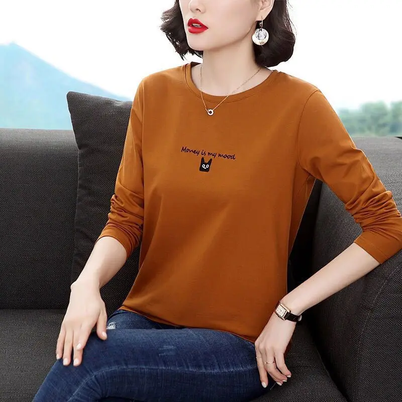 

Women's large size long sleeve T-shirt spring and autumn new loose mother's jacket
